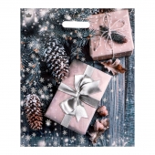 Новогодний пакет с принтом в виде подарков и вырубной ручкой (45х38 см) - Сима-Ленд - купить с доставкой в Энгельсе