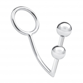 Кольцо на пенис с анальным стимулятором Two Bead Stainless Steel Anal Hook   Cock Ring - BlueLine - в Энгельсе купить с доставкой