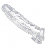 Прозрачная насадка для увеличения члена Realistic Clear Penis Enhancer and Ball Stretcher - 20,3 см. - XR Brands - в Энгельсе купить с доставкой