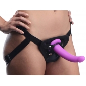 Лиловый поясной страпон Navigator Silicone G-Spot Dildo with Harness - 17,8 см. - XR Brands - купить с доставкой в Энгельсе