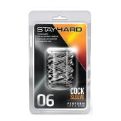 Прозрачная насадка с объёмными чёрточками STAY HARD COCK SLEEVE 06 CLEAR - Blush Novelties - в Энгельсе купить с доставкой