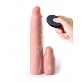 Телесная вибронасадка на член 3  Vibrating Mega X-tension with Remote - 22,9 см. - Pipedream - в Энгельсе купить с доставкой
