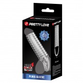 Прозрачная насадка на пенис с ребрышками и подхватом мошонки - Baile - в Энгельсе купить с доставкой