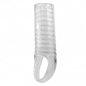 Прозрачная насадка на пенис с ребрышками и подхватом мошонки - Baile - в Энгельсе купить с доставкой