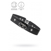 Черный чокер-ошейник со связанными кольцами на подложке - Pecado - купить с доставкой в Энгельсе