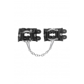 Черные кожаные наручники-браслеты из двух ремешков - Pecado - купить с доставкой в Энгельсе