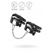 Черные кожаные наручники-браслеты из двух ремешков - Pecado - купить с доставкой в Энгельсе