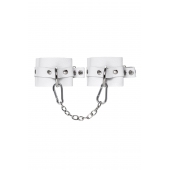 Белые мягкие кожаные наручники с люверсами - Pecado - купить с доставкой в Энгельсе