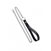 Поводок с ручкой из черной натуральной кожи и карабином для ошейника - Pecado - купить с доставкой в Энгельсе