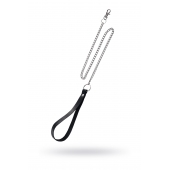 Поводок с ручкой из черной натуральной кожи и карабином для ошейника - Pecado - купить с доставкой в Энгельсе