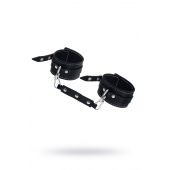 Черные двухслойные кожаные оковы с белой строчкой - Pecado - купить с доставкой в Энгельсе