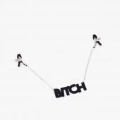 Зажимы на соски с кожаной подвеской Bitch - Crazy Handmade - купить с доставкой в Энгельсе
