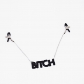 Зажимы на соски с кожаной подвеской Bitch - Crazy Handmade - купить с доставкой в Энгельсе