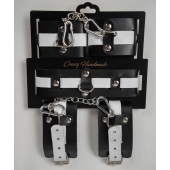 Набор фиксаторов из черной и белой натуральной кожи - Crazy Handmade - купить с доставкой в Энгельсе