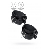 Черные кожаные оковы с двумя перекрёстными ремешками - Pecado - купить с доставкой в Энгельсе