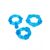 Набор из 3 синих эрекционных колец с различным рельефом - Erowoman-Eroman - в Энгельсе купить с доставкой