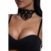 Черный чокер с клепками и золотистой фурнитурой - Crazy Handmade - купить с доставкой в Энгельсе