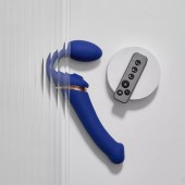 Синий безремневой страпон Multi Orgasm Bendable Strap-On size XL с клиторальной стимуляцией - Strap-on-me - купить с доставкой в Энгельсе