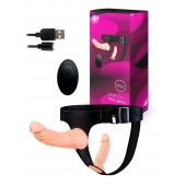 Женский страпон с 2 насадками, вибрацией и пультом ДУ - Erowoman-Eroman - купить с доставкой в Энгельсе