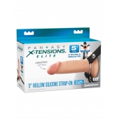 Телесный пустотелый фаллопротез 5’’ Hollow Silicone Strap-On - 14 см. - Pipedream - купить с доставкой в Энгельсе