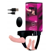 Женский страпон с 3 насадками и вибрацией - Erowoman-Eroman - купить с доставкой в Энгельсе