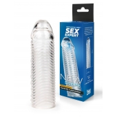 Прозрачная закрытая насадка на пенис с ребрышками - 16 см. - Sex Expert - в Энгельсе купить с доставкой