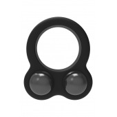 Черное эрекционное кольцо с утяжелителями Cockring Dual Weight - Dream Toys - в Энгельсе купить с доставкой