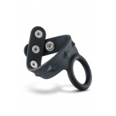 Черное эрекционное кольцо с подхватом мошонки на кнопках VS6 - Blush Novelties - в Энгельсе купить с доставкой