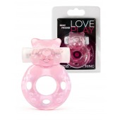Розовое эрекционное виброкольцо в форме мишки - 1137 - в Энгельсе купить с доставкой