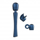Синий вибромассажёр с насадками Man.wand Edgy - Manwan - в Энгельсе купить с доставкой