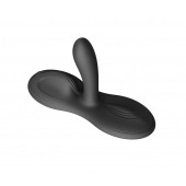 Черная виброподушка с функцией нагрева Flora - Zalo