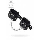 Черные оковы из толстой кожи с люверсами - Pecado - купить с доставкой в Энгельсе