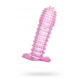 Гелевая розовая насадка с шипами - 12 см. - Toyfa Basic - в Энгельсе купить с доставкой