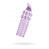 Гелевая фиолетовая насадка с шариками, шипами и усиком - 11 см. - Toyfa Basic - в Энгельсе купить с доставкой