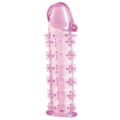 Гелевая розовая насадка на фаллос с шипами - 12 см. - Toyfa Basic - в Энгельсе купить с доставкой