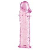 Гладкая розовая насадка с усиками под головкой - 12,5 см. - Toyfa Basic - в Энгельсе купить с доставкой