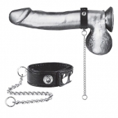 Утяжка на пенис с поводком Snap Cock Ring With 12  Leash - BlueLine - купить с доставкой в Энгельсе