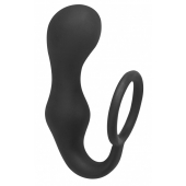 Чёрное эрекционное кольцо с анальной пробкой Double Pleasure Anal Plug - Lola Games - в Энгельсе купить с доставкой