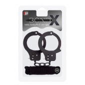 Чёрные наручники из листового металла в комплекте с веревкой BONDX METAL CUFFS LOVE ROPE SET - Dream Toys - купить с доставкой в Энгельсе