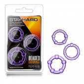 Набор из 3 фиолетовых эрекционных колец Stay Hard Beaded Cockrings - Blush Novelties - в Энгельсе купить с доставкой