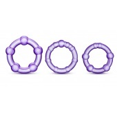 Набор из 3 фиолетовых эрекционных колец Stay Hard Beaded Cockrings - Blush Novelties - в Энгельсе купить с доставкой