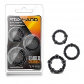 Набор из 3 чёрных эрекционных колец Stay Hard Beaded Cockrings - Blush Novelties - в Энгельсе купить с доставкой
