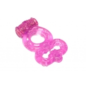 Розовое эрекционное кольцо Rings Treadle с подхватом - Lola Games - в Энгельсе купить с доставкой