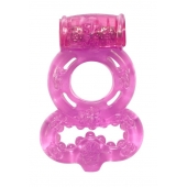 Розовое эрекционное кольцо Rings Treadle с подхватом - Lola Games - в Энгельсе купить с доставкой