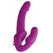 Ярко-розовый безремневой вибрострапон Evoke Vibrating Strapless Silicone Strap-on Dildo - XR Brands - купить с доставкой в Энгельсе