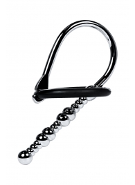 Серебристый уретральный плаг-бусины TOYFA Metal с мягким фиксириющим кольцом - ToyFa - купить с доставкой в Энгельсе