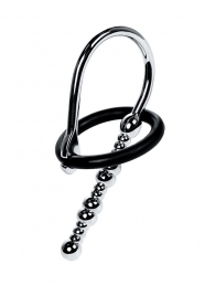 Серебристый уретральный плаг-бусины TOYFA Metal с мягким фиксириющим кольцом - ToyFa - купить с доставкой в Энгельсе