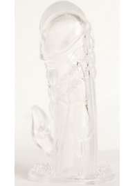 Прозрачная гелевая насадка с клиторальным отростком - 13 см. - Toyfa Basic - в Энгельсе купить с доставкой