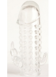 Гелевая прозрачная насадка с 2 отростками - 13 см. - Toyfa Basic - в Энгельсе купить с доставкой