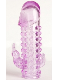 Закрытая фиолетовая насадка с 2 отростками - 13 см. - Toyfa Basic - в Энгельсе купить с доставкой